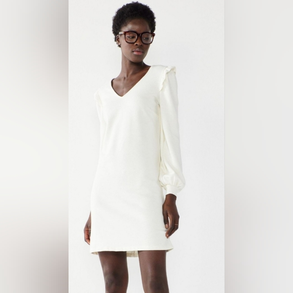 Nine West Elegant White Long Sleeve Dress